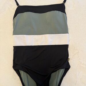 La Vie En Rose One-piece Swimsuit - Sage, white and black